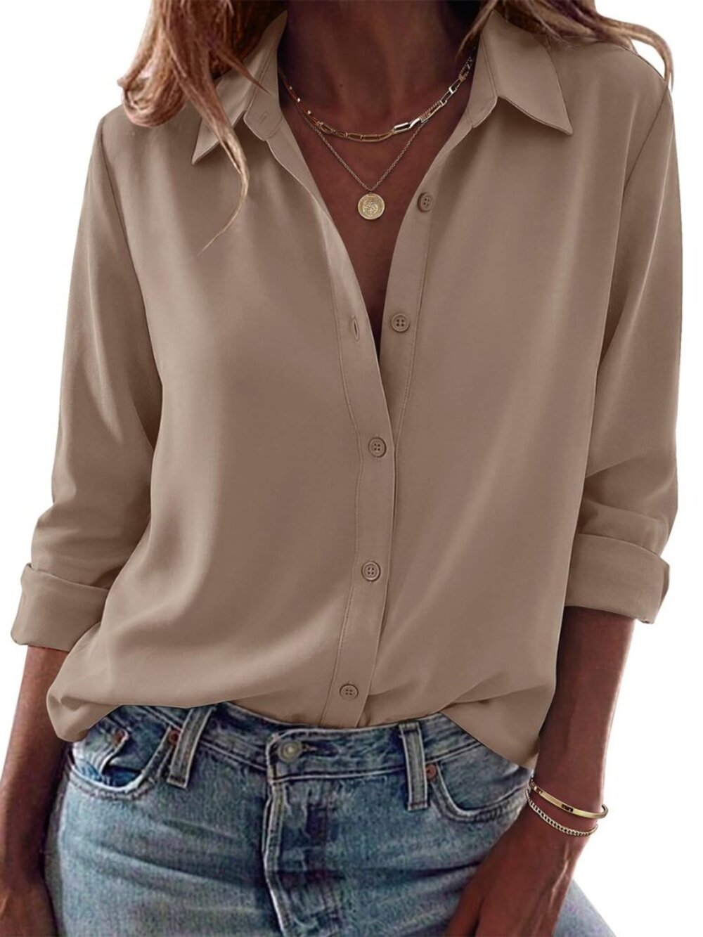 Blouses for Women Dressy Casual Long Sleeve Button Down Shirts Tops